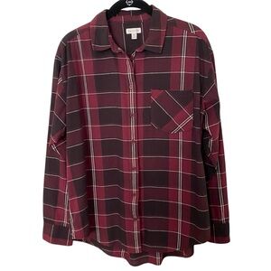 Garnet Hill Boyfriend Button Down Plaid Shirt 6